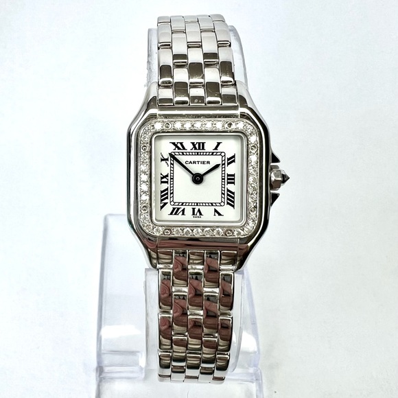 CARTIER PANTHERE Quartz 23mm 18K White Gold DIAMOND Watch